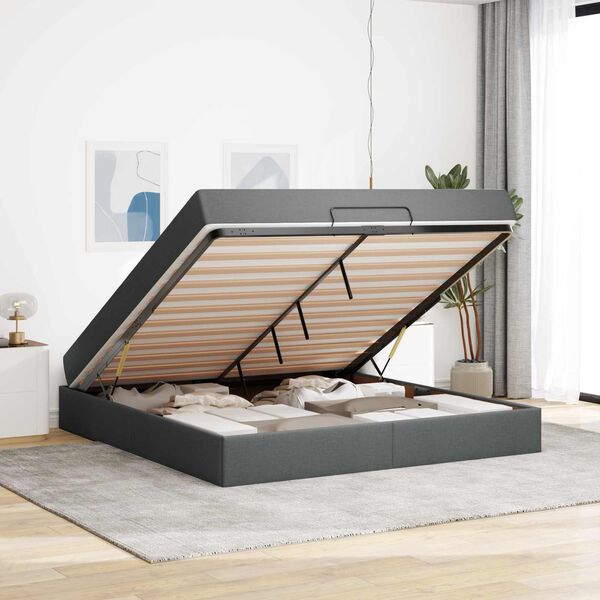 vidaXL Sengeramme med madras med madras 2 pcs D&aelig;mpet Gr&aring; Stof