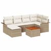 vidaXL Havesofa Sæt med pude 7 pcs Beige polyrattan