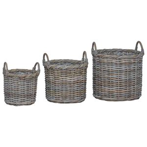 vidaXL Plantekurv med opbevaring 3 pcs Kubu Gr&aring; Kubu rattan