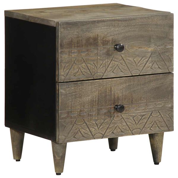 vidaXL sengeborde 2 stk. 40x33x46 cm massivt mangotr&aelig; lysegr&aring;