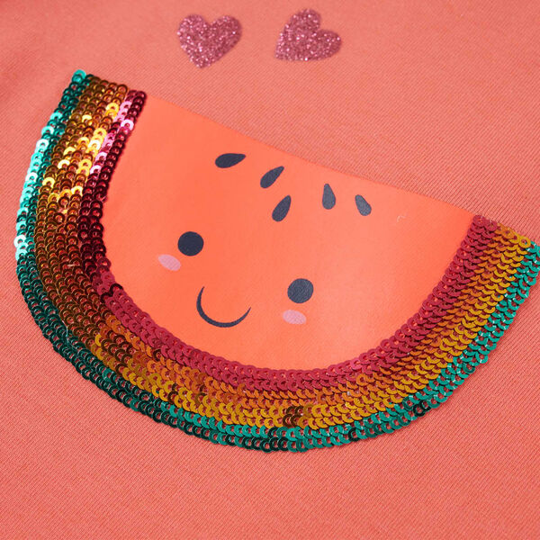 T-shirt til b&oslash;rn str. 116 fl&aelig;ser koralfarvet