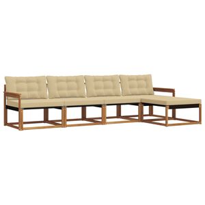 vidaXL Udend&oslash;rs sofagruppe med pude 5 pcs Naturlig og Beige