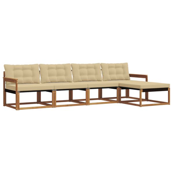 vidaXL Udend&oslash;rs sofagruppe med pude 5 pcs Naturlig og Beige