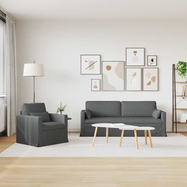 vidaXL Sofa 2 pcs M&oslash;rkegr&aring;