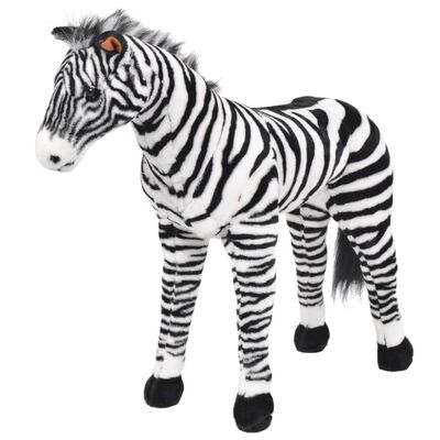 vidaXL stående tøjdyr zebra plysstof XXL sort og hvid