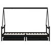 vidaXL sengeramme til juniorseng m. skuffer 80x200 cm massivt fyr sort