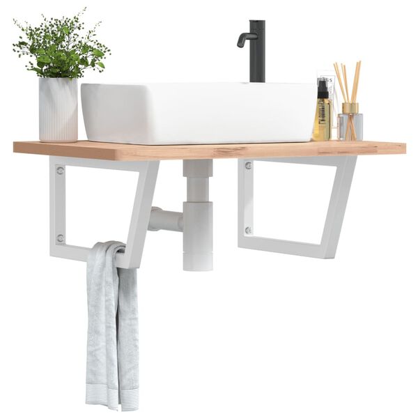 vidaXL hyldebeslag til håndvask 2 stk. trapez stål hvid