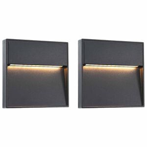 vidaXL udend&oslash;rs LED-v&aelig;glamper 2 stk. 3 W kvadratisk sort