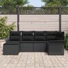 vidaXL Havesofa S&aelig;t med pude 6 pcs Sort polyrattan