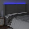 vidaXL sengegavl med LED-lys 183x16x118/128 cm kunstl&aelig;der gr&aring;