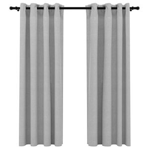 vidaXL m&oslash;rkl&aelig;gningsgardiner med &oslash;jer 2 stk. h&oslash;r-look 140x175 cm gr&aring;