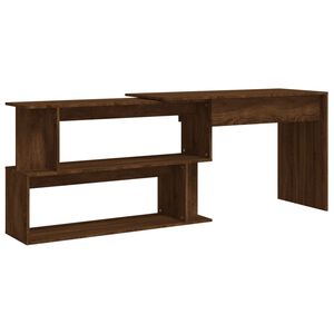 vidaXL hj&oslash;rneskrivebord 200x50x76 cm konstrueret tr&aelig; brun egetr&aelig;sfarve