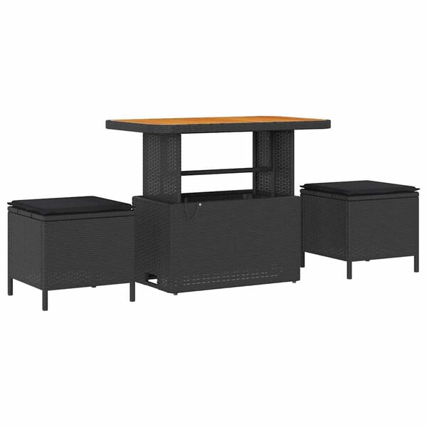 vidaXL Havesofa S&aelig;t med pude 10 pcs Sort polyrattan