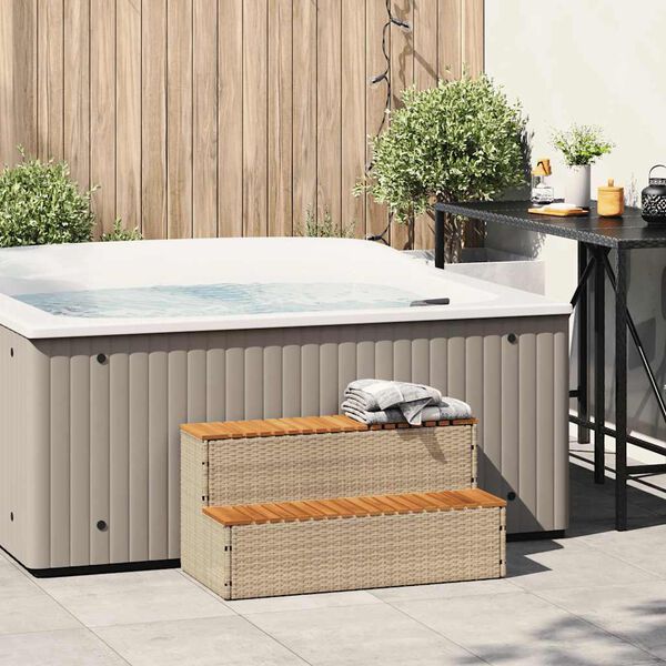 vidaXL spakant 100x50x50,5 cm polyrattan og massivt akacietr&aelig; beige
