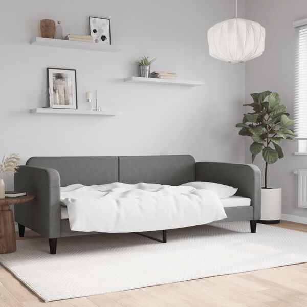 vidaXL daybed 100x200 cm stof m&oslash;rkegr&aring;