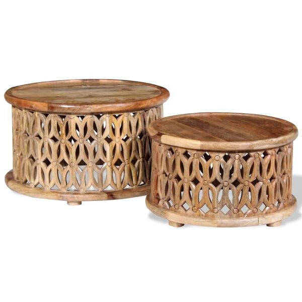 vidaXL sofabordssæt i to dele i massivt mangotræ