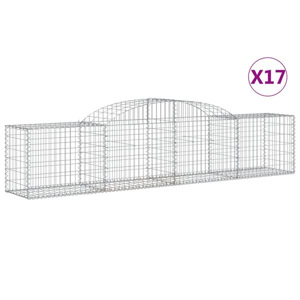 vidaXL buede gabionkurve 17 stk. 300x50x60/80 cm galvaniseret jern