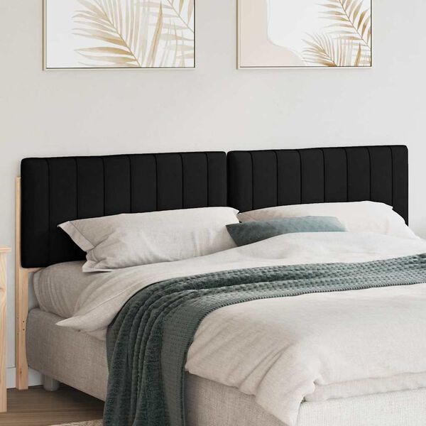 vidaXL Polstret sengegavl Brun og sort 200 cm Massiv fyrretr&aelig;