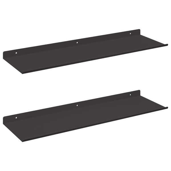 vidaXL Sv&aelig;vende hylde V&aelig;gmonteret 2 pcs Sort 60 x 18 x 2,5 cm St&aring;l