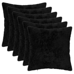vidaXL Pudebetr&aelig;k 6 stk. HEERLEN Sort 30 x 30 cm Faux Kanin Pels