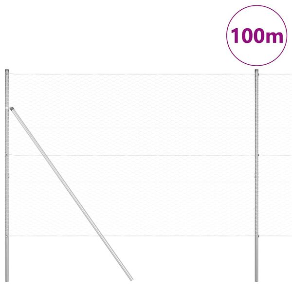 vidaXL Hegnsp&aelig;l S&oslash;lv 100 x 1,5 m (36 mm mesh) St&aring;l