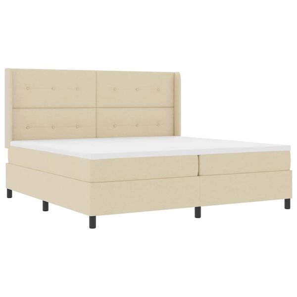 vidaXL LED Box Spring Bed med madras Creme 200 x 200 cm Stof