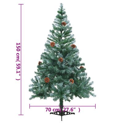 vidaXL juletræ med frost og grankogler 150 cm