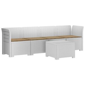 vidaXL 4-personers have-sofa med puder i rattan-look PP Hvid