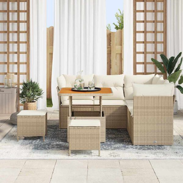 vidaXL Havesofa S&aelig;t 8 pcs Beige polyrattan