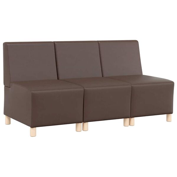 vidaXL Modulsofa enhed uden arme 3 pcs Brun 55 x 74 x 82 cm Faux l&aelig;der