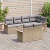 vidaXL Havesofa S&aelig;t med pude 7 pcs Beige polyrattan
