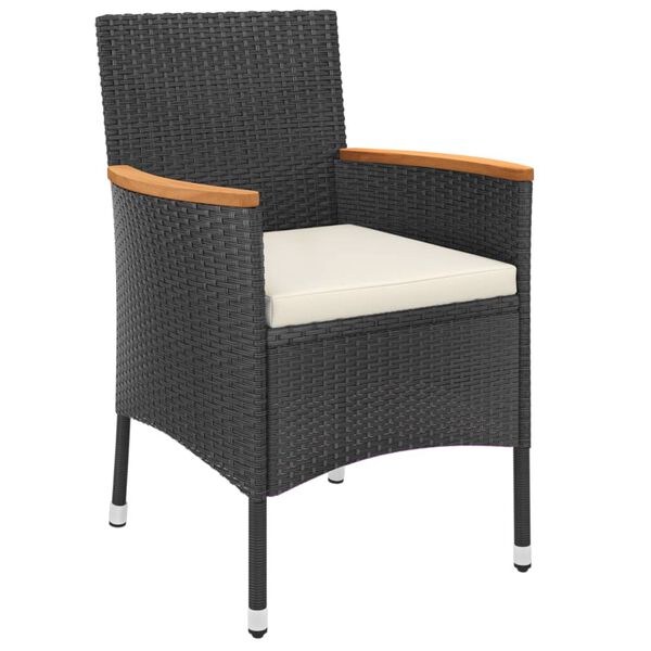 vidaXL bistros&aelig;t til haven 5 dele med hynder polyrattan sort