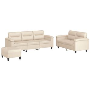 vidaXL sofas&aelig;t 3 dele med hynder mikrofiberstof beige