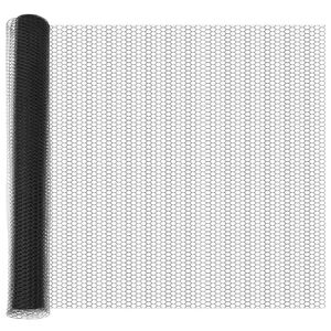 vidaXL Sekskantet hegn med stolpe 25 x 1,4 m PVC-belagt st&aring;l Gr&aring; Mesh