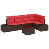 vidaXL Havesofa S&aelig;t med pude 6 pcs Brun polyrattan