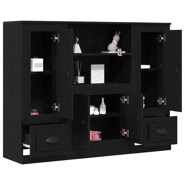 vidaXL Highboard Sort eg 132 x 35,5 x 103,5 cm Konstrueret træ