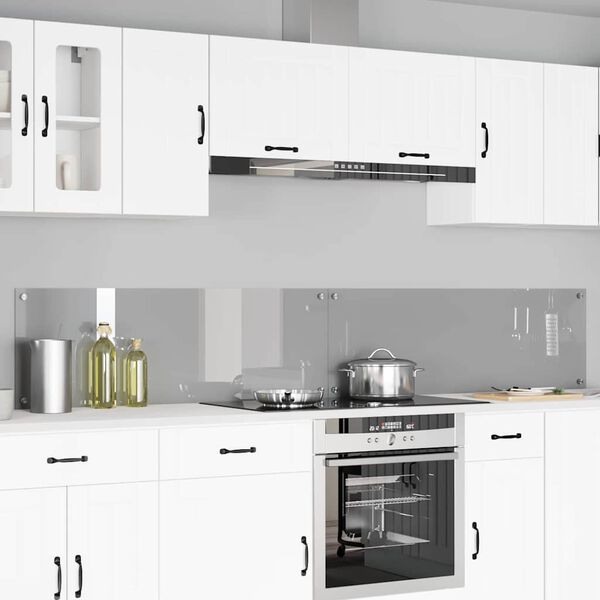 vidaXL K&oslash;kkenbacksplash 2 pcs Lysegr&aring; 120 x 40 cm h&aelig;rdet glas