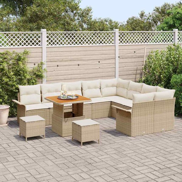 vidaXL Havesofa S&aelig;t 12 pcs Beige polyrattan
