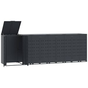vidaXL skraldespandsskjuler 345x79x117 cm 5 rum st&aring;l antracit