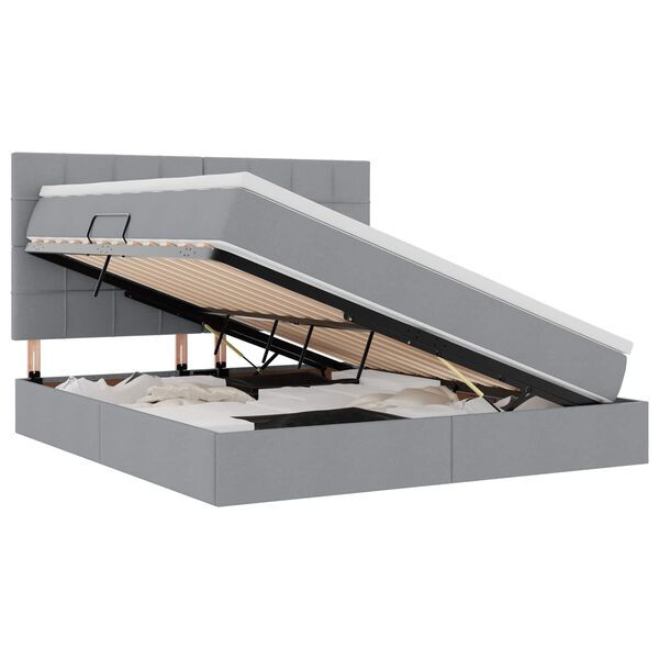 vidaXL Seng med opbevaring og madras Lysegr&aring; 180 x 200 cm Polyester