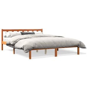 vidaXL sengeramme uden madras 160x200 cm massivt fyrretr&aelig; gyldenbrun
