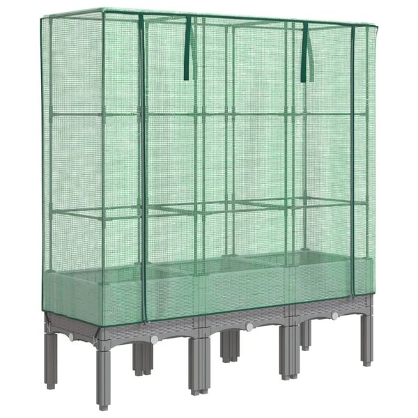 vidaXL h&oslash;jbed med drivhusovertr&aelig;k 120x40x140 cm rattan-look