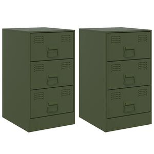 vidaXL sengeborde 2 stk. 34,5x39x62 cm st&aring;l olivengr&oslash;n