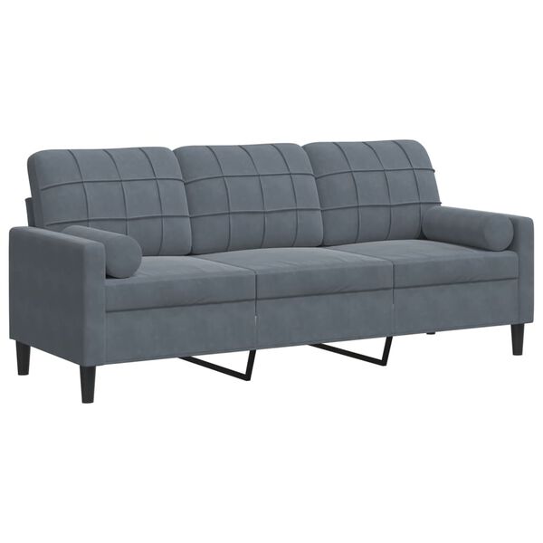 vidaXL 3-personers sofa med pyntepuder 180 cm velour mørkegrå