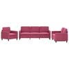 vidaXL sofas&aelig;t 3 dele velour vinr&oslash;d