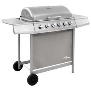 vidaXL gasgrill 6 br&aelig;ndere s&oslash;lvfarvet