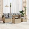 vidaXL Havesofa S&aelig;t med pude med opbevaring 6 pcs Beige Poly rattan