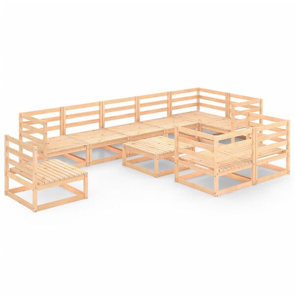 vidaXL lounges&aelig;t til haven 10 dele massivt fyrretr&aelig;