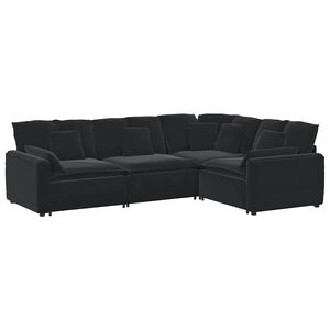 vidaXL modulsofa med hynder fl&oslash;jl sort