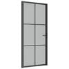 vidaxL d&oslash;r 93x201,5 cm sikkerhedsglas mat glas og aluminium sort